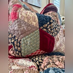 Pottery Barn Patchwork Blocks Quilted Shams • 2 Euro Size